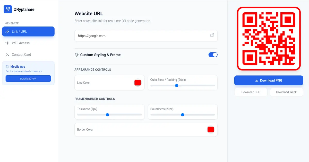 QRyptshare v1.1.0 Custom Styling Interface